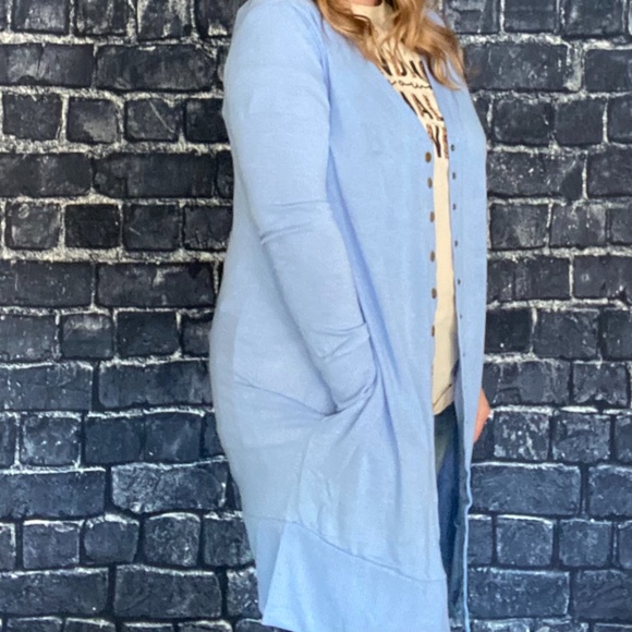 Plus Size Blue Cardigan - Picture 2 of 3